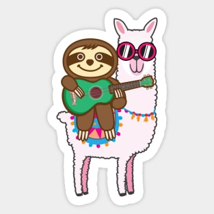 Sloth Llama Ukulele Sticker